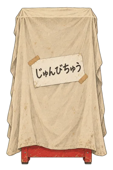 布がかけられた台