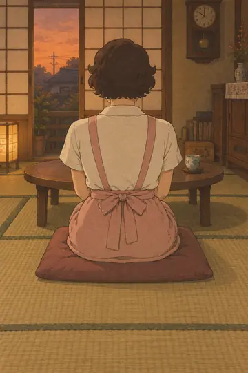 ざぶとんに座るママの背中